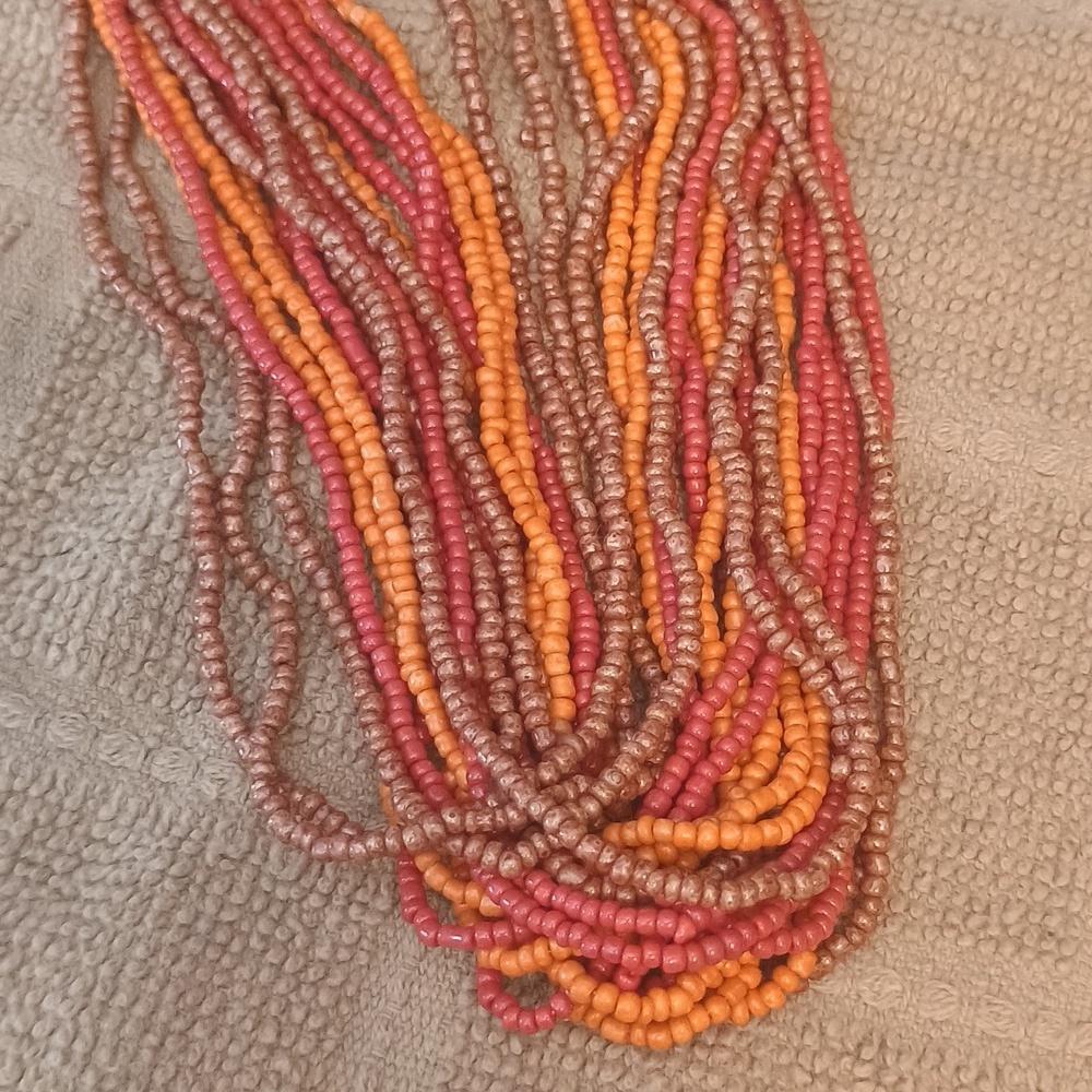 Warm Tone Beaded Necklace Multi Strand.Nwt - Picture 6 of 16
